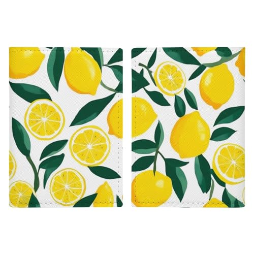 Fashion Waterproof Travel Wallet Passport Book Cover, PU Passport Holder Covers Case, Travel Wallet For Women And Men Yellow Lemon