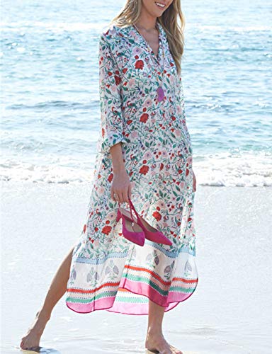 Bsubseach Chiffon Print Beach Dress Long Sleeve Bikini Kaftan Cover Ups For Swimwear Women #TOP1