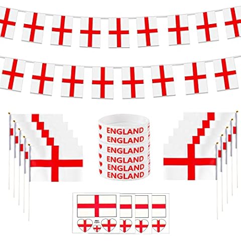 Abitoncc 21pcs England Flags Bunting England Flags and Bunting England World Cup Bunting England Bracelets for England World Cup Decorations England Flag Bunting World Cup England Flags Decorations Cover