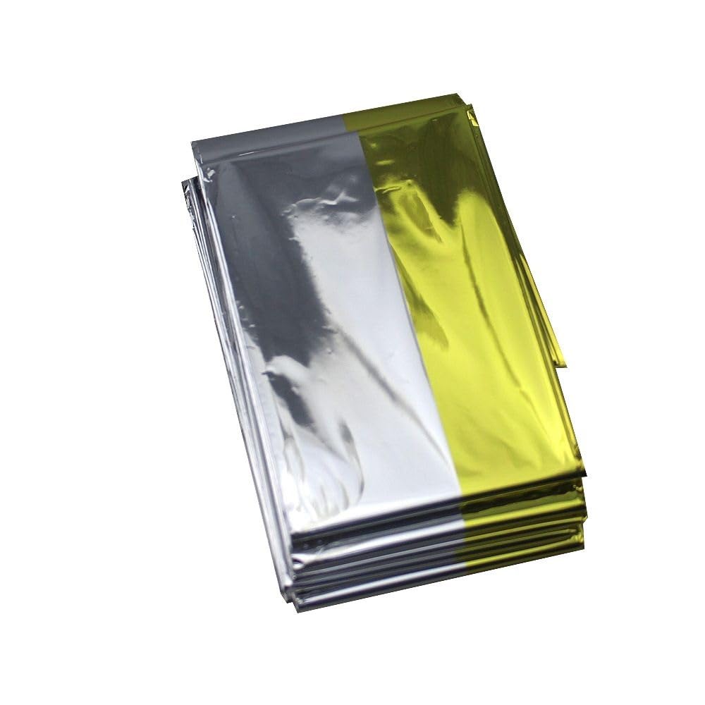 BARAC Manta Termica Supervivencia 3 Piezas, Manta Termica Oro Plata, Manta Termica Emergencia para Rescate Protege del Frío, la Lluvia, el Viento (140_x_210_cm)