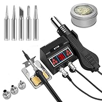 2 in 1 Heißluft Lötstation, 700W Lötstation mit 5 zusätzlichen Lötspitzen und 3 Heißluftdüsen, Heißluftlötstation Entlötstation für Elektronik, DIY-Projekten, Nachbesserungen, Reparaturen(EU PLUG)