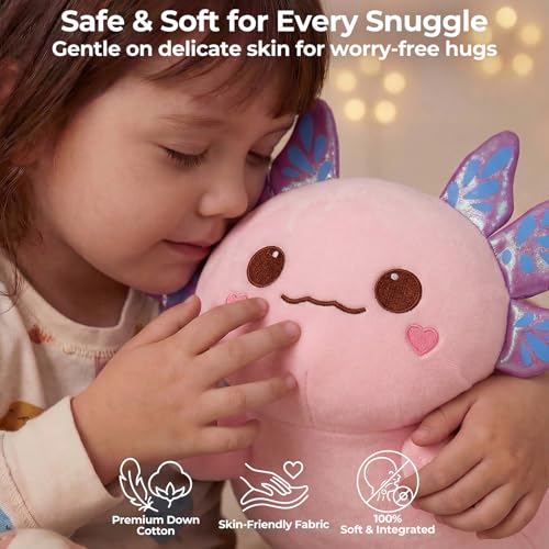 Image of Mewaii Cute Axolotl Plush Pillow, Kawaii Plushies Pink Axolotl Stuffed Animals, Squishy Plushies, Cuddle Plush Pillow for Kids & Girls (13 Inch)