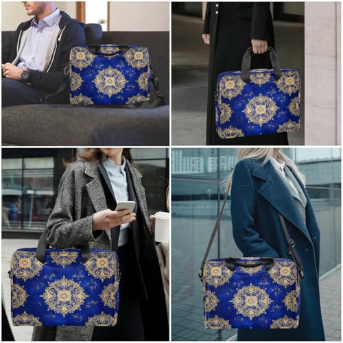 Maletín para laptop 16 pulgadas con diseño mandala azul y dorado miniatura 7