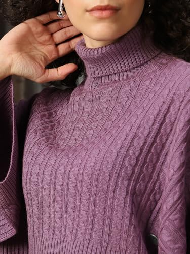 Image of High Star Women Acrylic Knitted Boxy Fit Turtle Neck Full Sleeves Sweaters 52