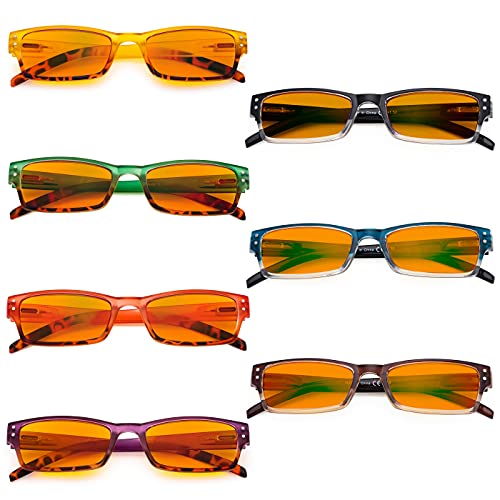 Image of Eyekepper 7-pack Blue Light Filter Glasses Women - Fashion Computer Eyeglasses Orange Tinted +1.75