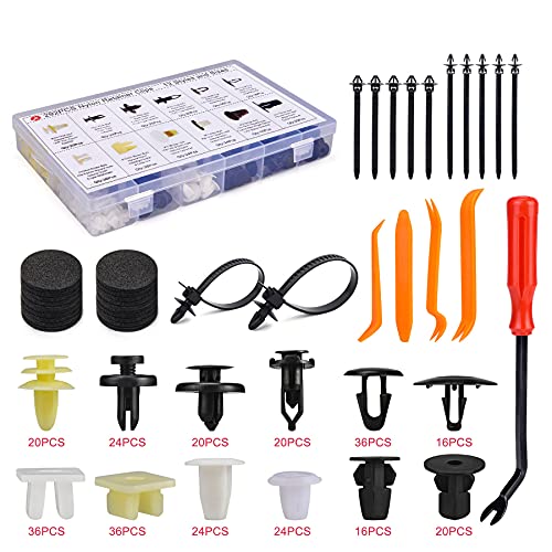 KCRTEK 292Pcs Car Bumper Clips,Plastic Rivets with 12 Most Popular Sizes for GM,Toyota,Honda,Nissan,Mazda and 5pcs Fastener Remover