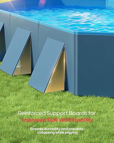Image of Peteast Dog Pool for Large Dogs, Foldable Hard Plastic, 82 x 46 x 12 in | Extra Large Collapsible Pet Bath Tub with Non-Slip Base for Indoor, Outdoor and Backyard Use, Blue&Dark Gray