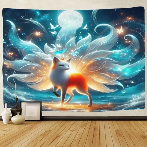 Fox à neuf queues tenture 3D pour décorer un dortoir d'étudiant