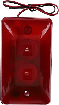 12V 15W Wired Strobe Siren - High-Decibel Sound Alarm with Flashing Red Light for Home and Hotel Security - Durable ABS Material