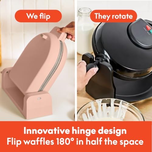 bella Flip-n-Store Waffle Maker with EverGood™ Ceramic Nonstick Coating, Fits-anywhere™ Kitchenware, Power Indicator Light, Cool Touch Handle & Cord Wrap, 7” Wide & 1" Deep Plates, 1000 Watt, Blossom - 2