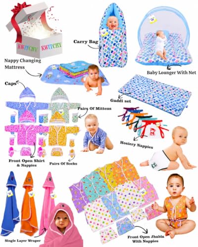 Image of Kwitchy 56 in 1 Baby Products All Combo Infants Essentials Kit Infant Accessories Baby Gift Set (0-6 Months) Blue for Baby Boy