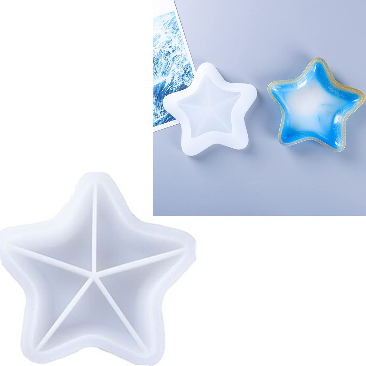 YeaFun 1Pcs Jewelry Box Resin Molds, Silicone Resin Mold, Conch Shape Resin Storage for Making Resin Molds (Sea Star)