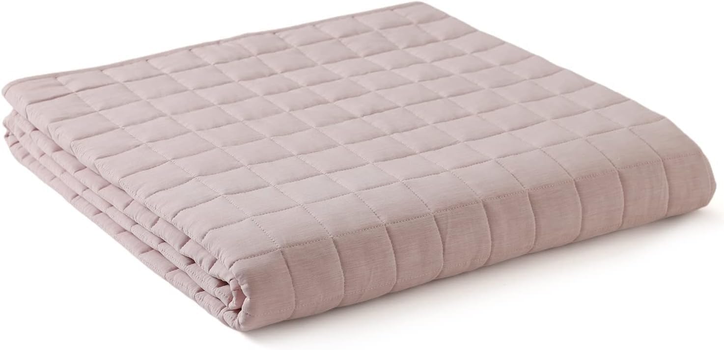YnM Exclusive Cooling Weighted Blanket, Nylon/PE Fabric, Smallest Compartments with Glass Beads, Bed Blanket for One Person of 240lbs, Ideal for Queen/King Bed (60x80 Inches, 25 Pounds, Hushed Violet) 60 in x 80 in 25 lb Hushed Violet?cooling Nylon/Pe?exc