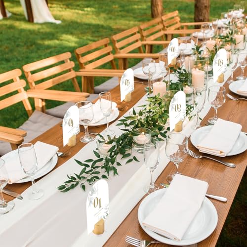 Image of Affrolling 96 Pcs Gold Place Card Holders Wooden Table Number Holders Bulk Mini Cylinder Table Stand for Name Cards Photo Picture Menu Tag Display Wedding Birthday Party Banquet Restaurant