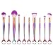Coshine 10pcs/set Unique Mermaid Nylon Hair Makeup Brush Set Cosmetic Tools Kits (Colorful Rainbow)