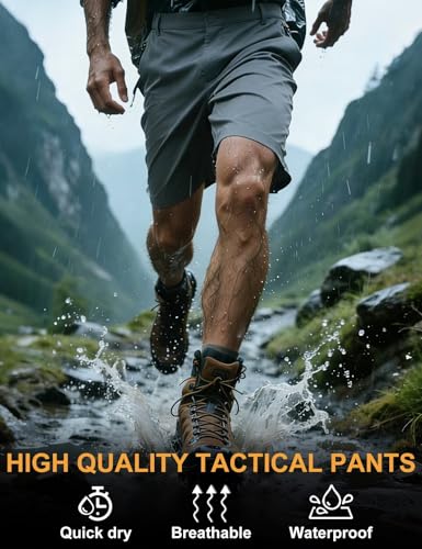 Mens Hiking Cargo Shorts Lightweight Elastic Waist Outdoor Work Sports Short Classic Relaxed Fit Quick-Dry Stretch Tactical Shorts with 6 Zipper Pockets for Work Golf Athletic Casual Travel Fishing — view 6