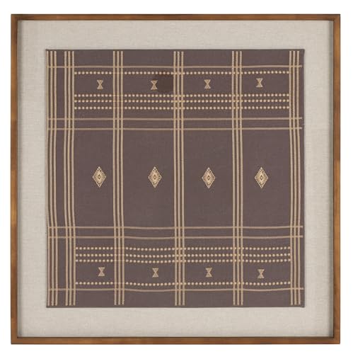 SAFAVIEH Home Collection Terra Framed Textile Wall Art &ndash; 30-Inch Square, Brown Boho...