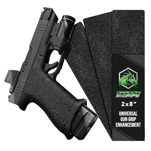 Dragon Grips Rubber Grip Tape for Guns, 1 Pack (3Pcs) Black Universal Non-Slip Tactical Gun Grip Tape for Pistols, Glocks, Rifles, Handguns, Knives and Tools, Made in The USA