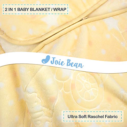 Image of JOIE BEAN Swaddle Blanket Adjustable Baby Wrap | Toddler and Baby Blanket 2 in 1 Sleep Sack Bag | Soft Micro Plush Fleece Infant Sleeping Bag and Wearable Blanket| 35 x 31 Inches Yellow