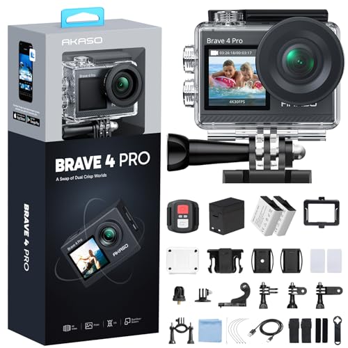 Image of AKASO Brave 4 Pro 4K30FPS Action Camera - 131ft Underwater Camcorder Waterproof Camera with Touch Screen Advanced Electronic Image Stabilization Remote Control 5X Zoom Mini Sport Camera