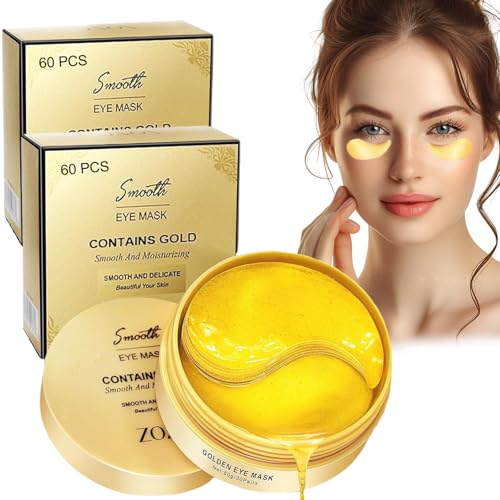 Gold Eye Patches 2-Pack (120 PCS) - Anti-Wrinkle & Firming Under Eye Gel Mask, Instantly Brighten Dark Circles, Luxury Collagen Treatment for Women, Wrinkle Patches for Eye Area