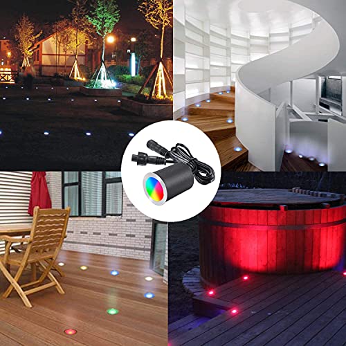 Recessed Deck Lights Kits with Protecting Shell and Transformer, Rnehon Landscape Lights Waterproof IP67 Outdoor,12V Low Voltage for Garden,Yard Steps,Stair,Patio,Floor,Kitchen Decoration(16PCS,RGB) by M RNEHON - Image 3