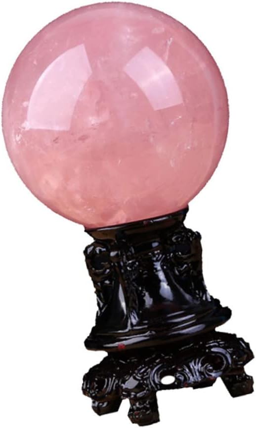 Powder Crystal Ball Ornament Wooden Base Orbs Decorative Balls Decor for Home Office Living Room