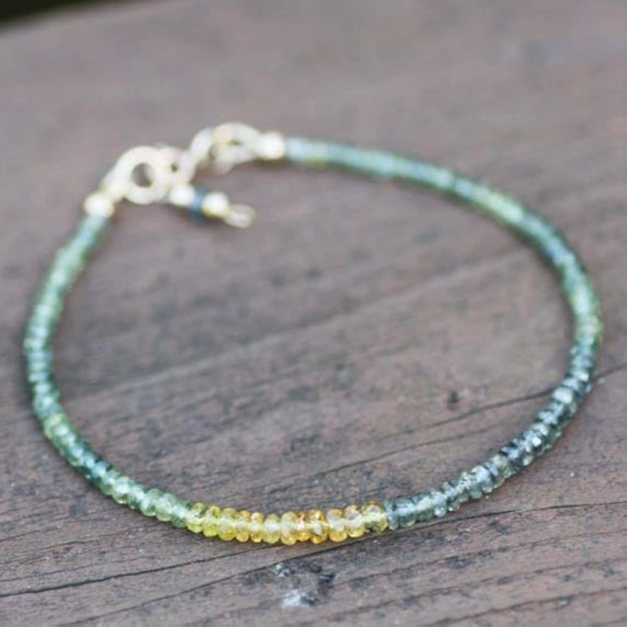 Multi Sapphire Rondelle Beaded Bracelet, Adjustable Link for Men & Women