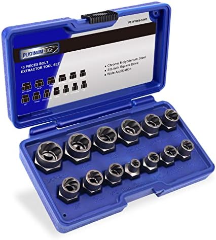 Platinumedge Impact Bolt & Nut Remover Set,13 Pieces Bolt Extractor Tool Set, Easy to Remove the Rusty and Stubborn Sockets, Nuts and Bolts, Chrome-Molybdenum Steel, with Solid Storage Case