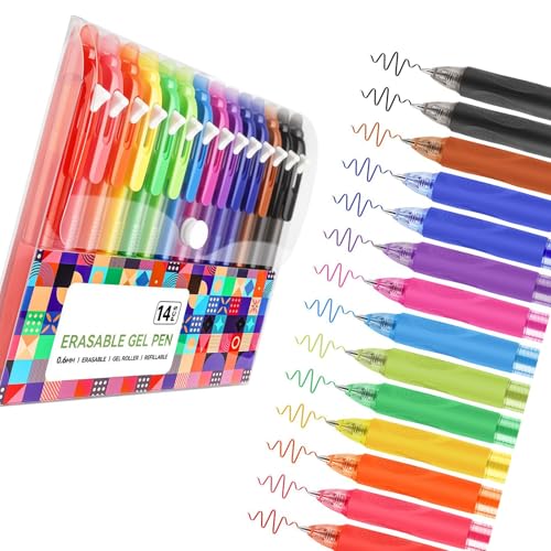 14Pcs Erasable Gel Pen Assorted Color Retractable Gel Inks Pen 0.7MM Quick Drying for Note Taking School Office Supplies Quick D