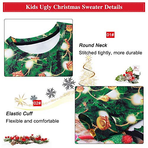 Lovekider Kids Christmas Ugly Sweater Shirt Boys Funny 3D Xmas Pullover Sweatshirt Inner Fleece Size 4-164