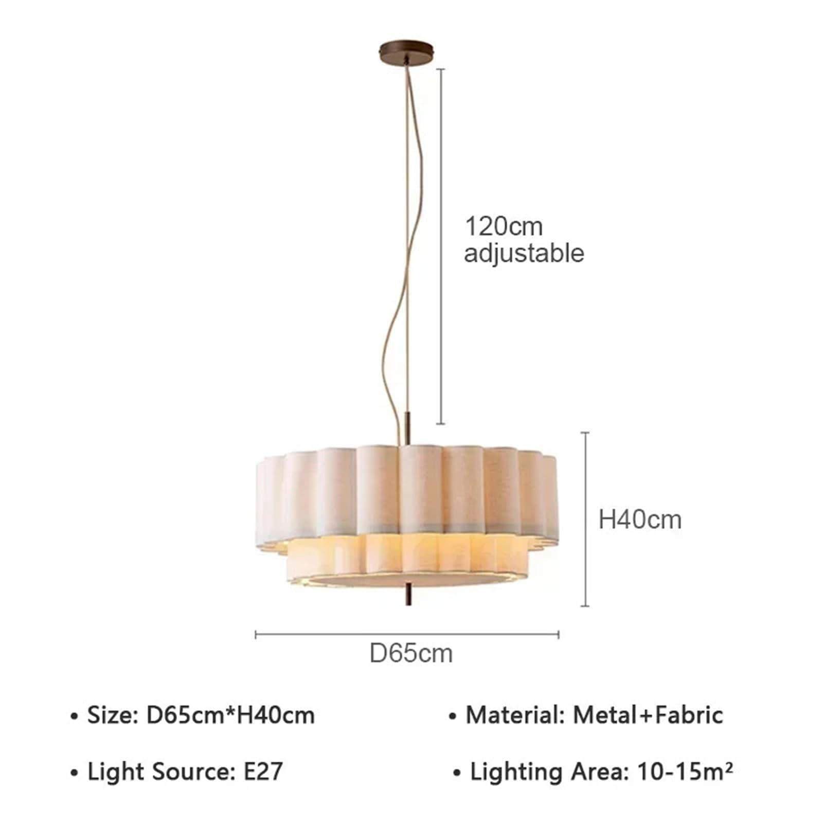 Cloth Pendant Lights Fabric Hanging Chandelier Light Fixture for Living Dining Room Bedroom Lighting