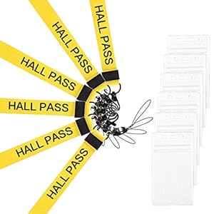 Melife 6 Pack Hall Pass Lanyards with ID Badge Holder Card Passes & Safety Breakaway Lanyards Keys J Hooks Clip Vertical Plastic Sleeve Cover Waterproof Nametags Protectors Office School -Yellow