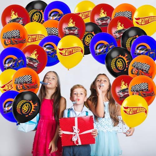 Image of 35Pcs Hot Car Happy Birthday Party Decoration Balloons Wheels Wild Wheels Race Car Balloons for Birthday 5 Styles