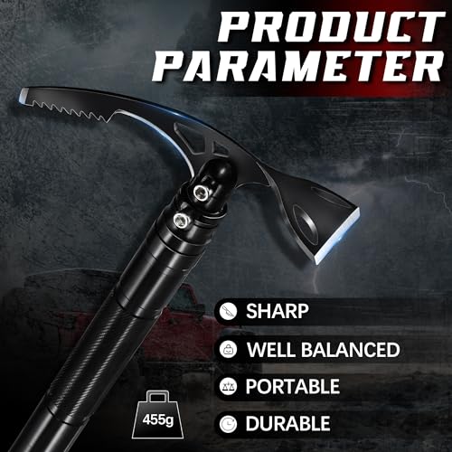 Pico plegable 8 en 1 con hoz y cuchillo de acero inoxidable miniatura 6