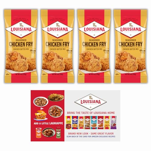 Louisiana Seasoned Chicken Fry Batter Pack of 4 Crispy Southern Coating Mix for Fried Chicken Delicious and Convenient