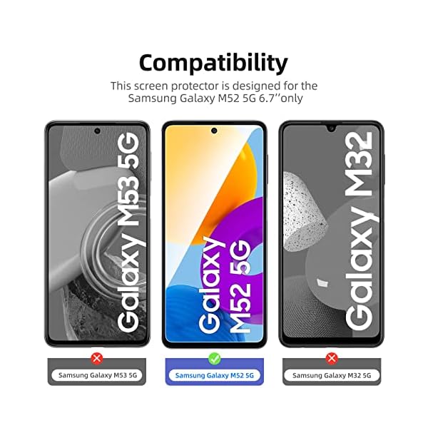 NEW'C 3 Stück, Panzer Schutz Glas für Samsung Galaxy M52 5G (6,7"), Frei von Kratzern, 9H Härte, HD Displayschutzfolie, 0.33mm Ultra-klar, Ultrabeständig – Bild 3