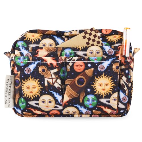 Multi-functional Portfolio Organizer, Waterproof Travel Pouch Zippered Case, Small Journal Supplies Storage Case for Notebooks, Stationeries, Make-up, Office Supplies.Smiling Planet