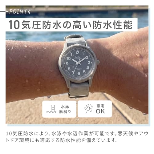 Image of Citizen Q&Q Analog Solar Wristwatch, Water Resistant to 10 ATM, Nylon Strap