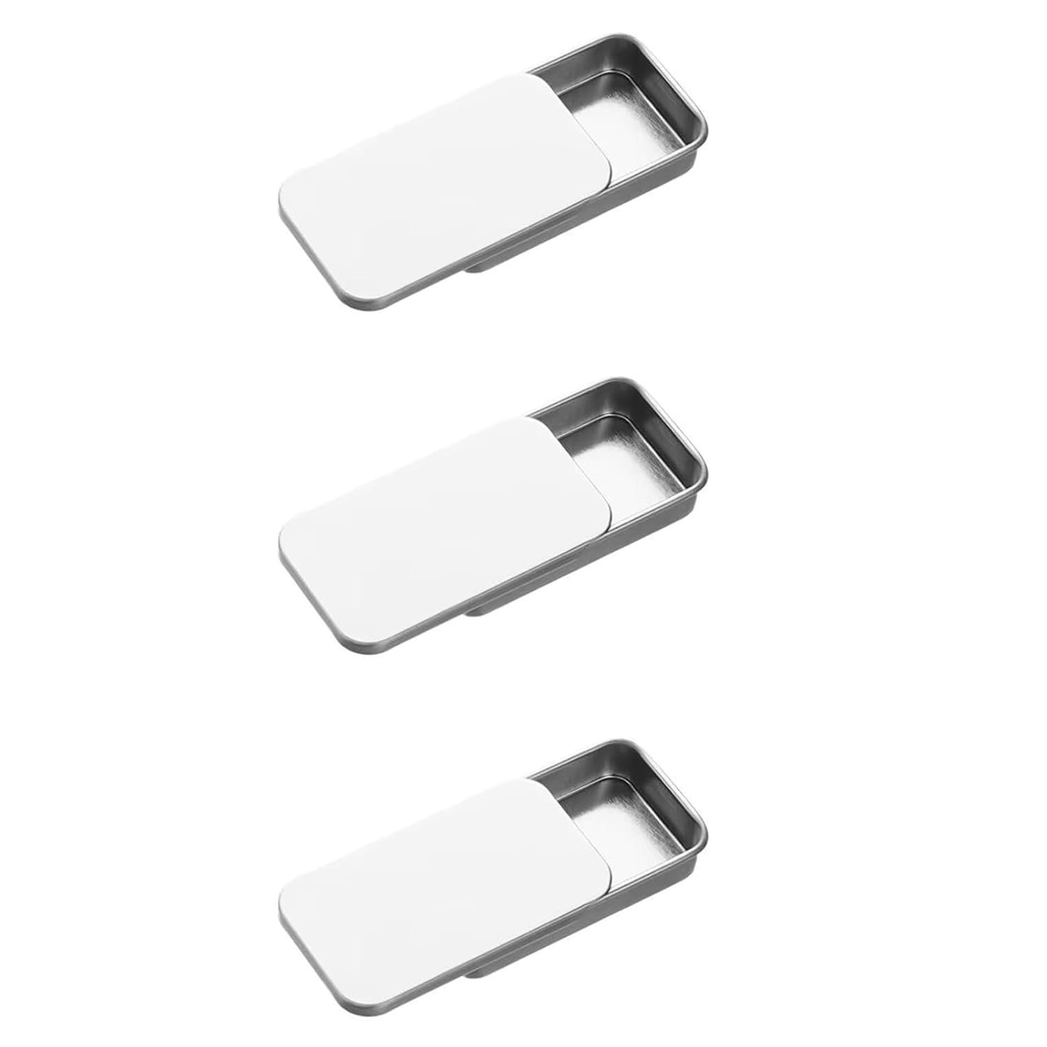 3Pc 15G Mini Aluminium Rectangular Portable DIY Lip Balm Solid Perfume Empty Slide Top Tin Container Storage Box Dibbi with Lid (Silver)-image-23