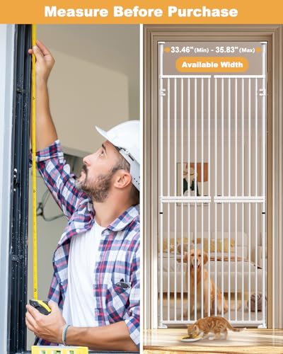 Extra hohes Katzengitter 180 cm, Katzengitter für Türen ohne Überklettern, doppeltwirkende Tür für 75–82 cm breite Öffnung, kein Bohren, 3,17 cm Gitterabstand, Haustiergitter, Türgitter für Flur/Trepp