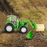 Big Country Toys Tractor & Implements, 1:20 Scale, Toy Tractor with Hay Bale and Bucket Attachment,