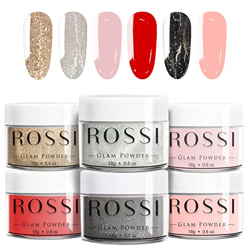 ROSSI Nails Dipping Powder Nails Set 6 Color | 0.6 oz/jar | Easy to Apply | Dip Powder Set, No UV Lamp, Nail Art Manicure (I Roll Like A Boss)