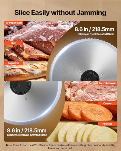Image of VEVOR Meat Slicer, 8.6 inch Electric Deli Slicer with 2 SUS420 Blades