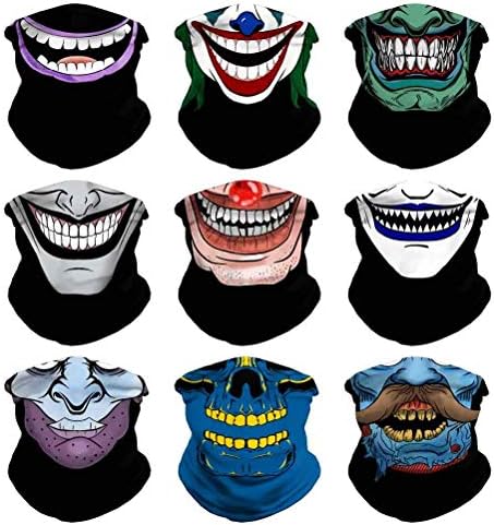 VCZUIUC Headwear Bandana Head Wrap Face Scarf Mask Neck Warmer Balaclava for Sports (One Size, 9PCS Skull Series-3)