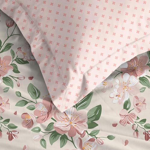 Image of MYTRIDENT Soft Comfort Bedsheet for Double Bed, 100% Cotton Bedsheet, 180 TC, Soft and Breathable, King Size Bedsheet with 2 Pillow Covers - Daisy