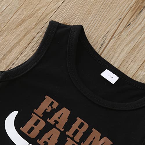 Camiseta infantil para meninos e meninas com estampa de vaca sem mangas e shorts para ir para casa (
