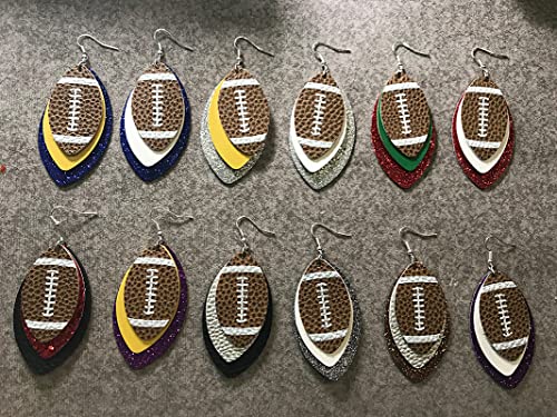 Lightweight Glitter Leather Football Earrings Multilayer Leather Football Baseball Basketball Drop Earrings For Women Girls Funny Sports Game Jewelry -Style 3 #TOP1