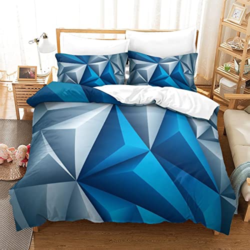 Motifs géométriques 3 pièces Ensemble Housse de Couette 3D imprimé literie Couette Housses de Couettes pour Ultra Doux Microfibre hypoallergénique pour Adolescents Enfants s Filles Roi (220x240cm) Cover