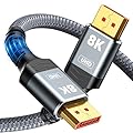 Capshi 8K 4K DisplayPort Cable 1.4, 2-Pack 6.6FT DP Cord (VESA Certified, 8K@60Hz, 4K@144Hz, 2K@240Hz/165Hz), 32.4Gbps High Speed Display Port Cable for Gaming Monitor, HDR/FreeSync/G-Sync, Grey